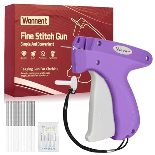 Stitch Gun for Clothes Stitchy Tagging Gun for Clothing Stitchy Quick Clothing Fixer -Includes 1,000 Black Fasteners & 1,000 White Fasteners & 6 Needles(Purple+White)