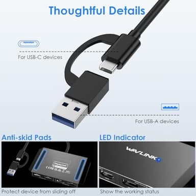 WAVLINK USB C and USB 3.0 to Dual 4K DisplayPort/HDMI Adapter, Displaylink Monitor Splitter Extended Display for Dual Monitor 4K@60Hz, HDMI/DP Splitter Compatible with Mac M1-M4,Window Laptop-Black - Image 7