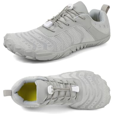 Barefoot Shoes Men Women Minimalist Shoes Zero Drop Workout Cross-Trainer Hiking Water Wide Toe Box Grounded Footwear Weightlifting Walking Grey - Image 1