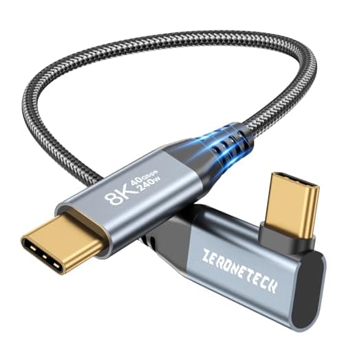 12 inch USB C for Thunderbolt 4 Cable 1FT, 40Gbps High Speed Data Transfer Short, Right Angle 8K@60Hz Monitor Video Output, 240W PD Charging 90 Degree, for SanDisk,Samsung T9 SSD,MacBook,iPad,SSD,KYY - Image 1