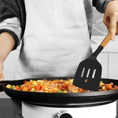 Silicone Cooking Utensils Kitchen Utensil Set - 446°F Heat Resistant Silicone Kitchen Utensils Set, Spatula,Turner Tongs, Spoon, Brush, Whisk,Kitchen Gadgets for Nonstick Cookware, BPA Free (Gray) - Image 9