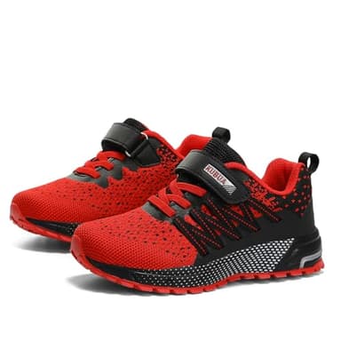 Kids Sneakers for Boys Girls Running Tennis Shoes Lightweight Breathable Sport Athletic A Black Red Size US 13 Little Kid - Image 8