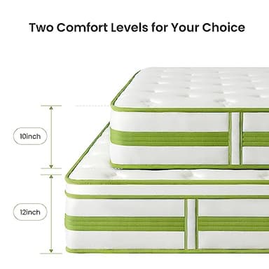 Dourxi 12 Inch Queen Mattress, Hybrid Mattress Queen in a Box, Gel Memory Foam and Pocket Springs for Cooling Sleep and Pressure Relief, Organic Cotton Fabric Cover, Plush Feel, 80 * 60 * 12 Inch - Image 8