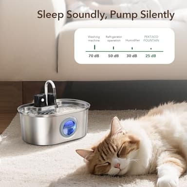 Cat Water Fountain Stainless Steel 108oz/3.2L:Battery Operated Wireless Cat Fountains for Drinking Indoor, Automatic Pet Water Dispenser with Ultra Quiet Pump,Multi-Filtration,Easy Clean BPA-Free - Image 4