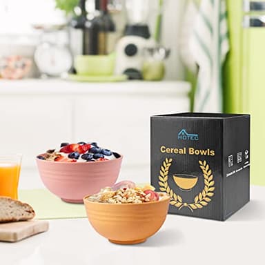 HOTEC BPA Free Unbreakable Wheat Straw Cereal Bowls - Microwave & Dishwasher Safe Soup and Salad Bowls, Set of 8, 26oz, Multicolor - Image 7