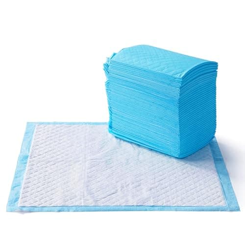Amazon Basics Heavy Duty Dog and Puppy Pee Pads, 5-Layer Leak-Proof Ultra Absorbent, Quick-Dry Surface, Potty Training, Regular (24x23"), 50 Count, Blue & White - Image 1