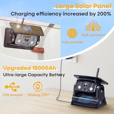 Wireless RV Backup Camera 7-inch for Trailer: Easy Setup Solar RV Rear View Camera with Recording - 4 Channels Strong Magnetic HD 1080P Long-Battery Life for Camper, Truck, Fifth Wheel - Image 3