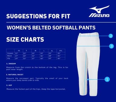 Mizuno Womens Select Low Rise Belted Pant S White, White, Small US - Image 6