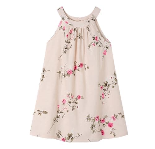 Little Big Girl Linen Casual Dress Cosy Summer Floral Tank Vest Shift Shirt Dress 2T - Image 1