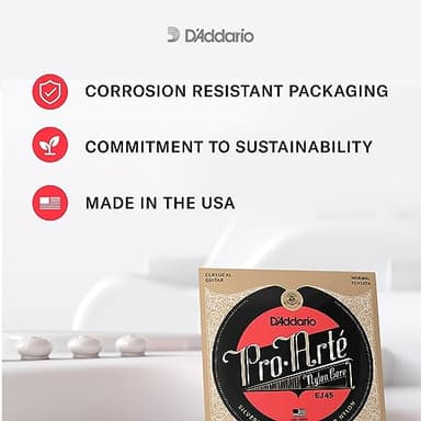 D'Addario Pro Arté Nylon Classical Guitar Strings, EJ45, Normal Tension, 6-String Set, Pack of 1 - Image 6