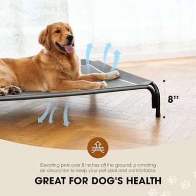 Czpalo Elevated Dog Bed, Raised Outdoor Dog Bed for Large Sized Dogs, Portable Cooling Pet Cot with Breathable & Washable Mesh, Indoor & Outdoor Pet Hammock with Skid-Resistant Feet. - Image 3