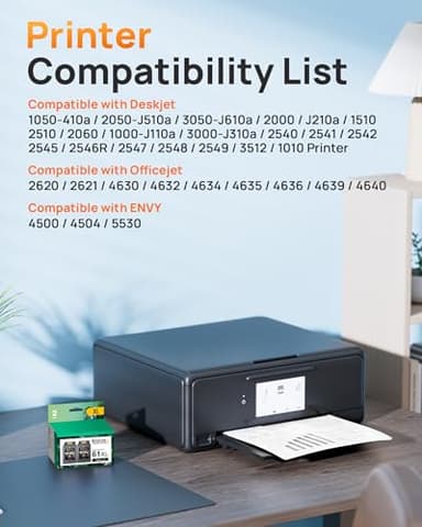 61XL Ink Cartridges Remanufactured Replacement for HP Ink 61, 61XL Ink Cartridges for HP Printers Envy 4500 5530 4502 4501 5535 OfficeJet 4630 4635 DeskJet 2540 1000 1010 1510 (2 Black) - Image 2