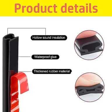 GOKINDOR 39.4 Feet Weather Stripping Door Seal Strip Window and Soundproofing Self-Adhesive Backing D-Shape Weather Stripping for Door Frame Window Large Gap (Black) - Image 3