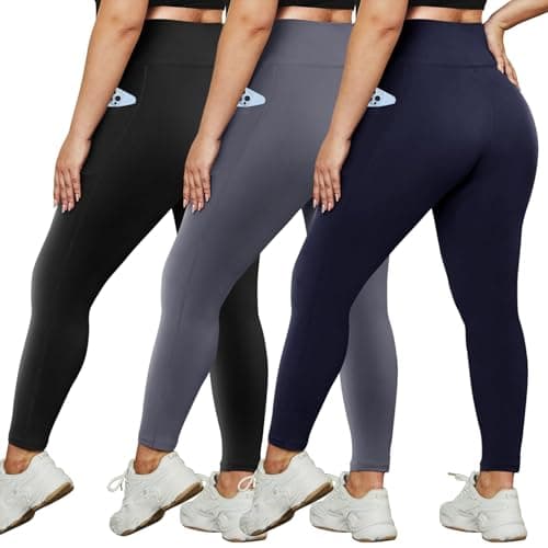 HLTPRO 3 Pack Plus Size Leggings for Women (S - 4XL) - High Waist Stretchy Soft Pants for Workout Running Yoga - Image 1