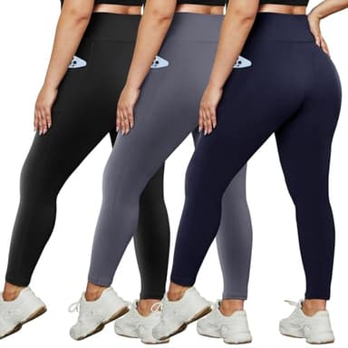 HLTPRO 3 Pack Plus Size Leggings for Women (S - 4XL) - High Waist Stretchy Soft Pants for Workout Running Yoga - Image 1