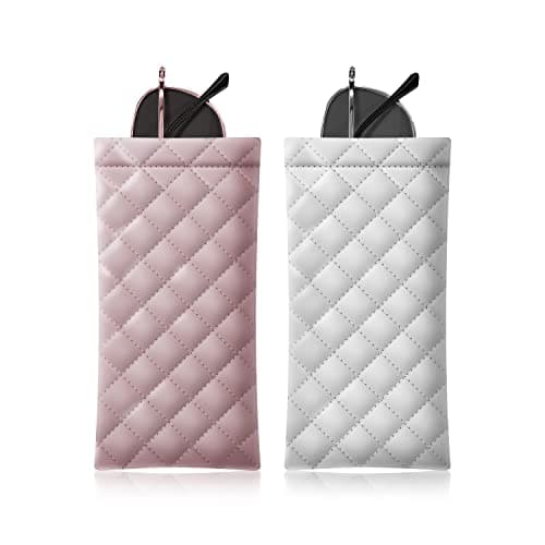 COMF-PRO Squeeze Top Sunglass Pouch - Portable Sunglass Organizer Pouch Bags Soft PU Leather Glasses 2 Pack - Image 1