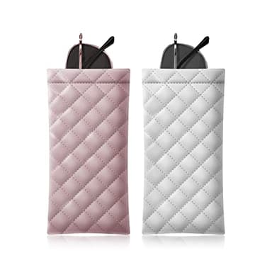 COMF-PRO Squeeze Top Sunglass Pouch - Portable Sunglass Organizer Pouch Bags Soft PU Leather Glasses 2 Pack - Image 1