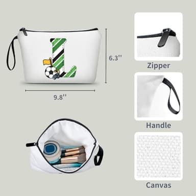 ARIOSEY Soccer Gifts Personalized Soccer Ball Cosmetic Bag for Purse Birthday Inspirational Gifts for Girls Women Team Coach Mom Stuff Travel Organizer-L - Image 2