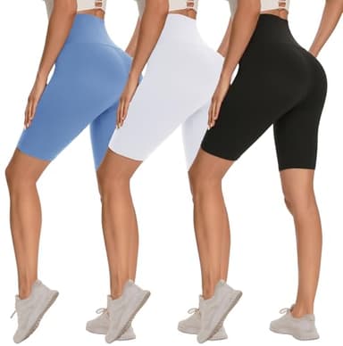 3 Pack Biker Shorts for Women – 8"/5"/3" High Waisted Tummy Control Workout Yoga Running Athletic Shorts - Image 1