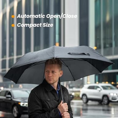 SIEPASA Compact Travel Umbrella - Windproof Auto Open/Close, Small Folding Umbrella for Rain - Lightweight & Durable with Fiberglass Frame, Waterproof Canopy - Fits Backpack, Purse, Suitcase. (Black) - Image 9
