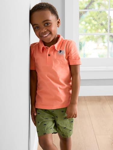 Simple Joys by Carter's Baby Boys' 3-Piece Playwear Set, Coral Orange Elephant/Green Dinosaur/Grey Alligator, 3T - Image 4