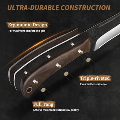 HOSHANHO Butcher Knife Set 3-Piece, Super Sharp Hand Forged Fillet Knife & Dividing Knives & Paring Knives Set, Upgraded High Carbon Stainless Steel Meat Cutting for Home, Outdoor - Image 4