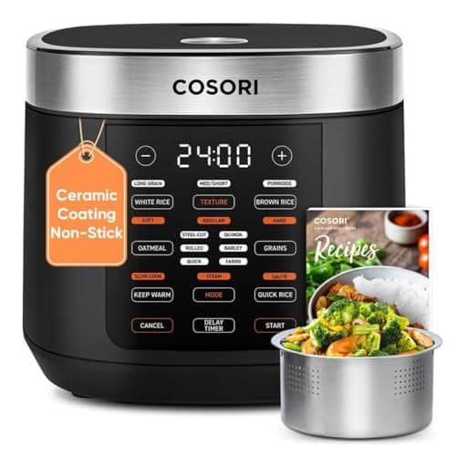 COSORI Rice Cooker 10 Cup, 24h Keep Warm, Non-stick Ceramic Inner Pot, 18 Functions Fuzzy Logic Rice Maker with Stainless Steel Steamer Basket, Sauté, Slow Cooker, Black - Image 1