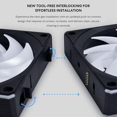 Lian Li UNI Fan CL120 ARGB 120mm PWM Fans - Triple Pack (Reverse Blade) - 2.4 GHz Wireless Signal RGB & PC Case Fans Control - Daisy-Chain - Controller Included and Required - Black (12RCL1W3B) - Image 5