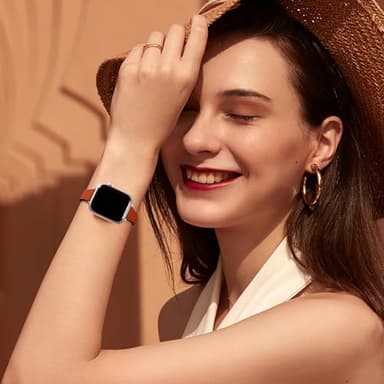 Charlam Compatible with Apple Watch Bands for Women 46mm 44mm 45mm 42mm 41mm 40mm 38mm, Top Grain Soft Leather Bands for Slim Wristband for iWatch SE, Series 11 10 9 8 7 6 5 4 3 2 1, London Tan/Silver - Image 2
