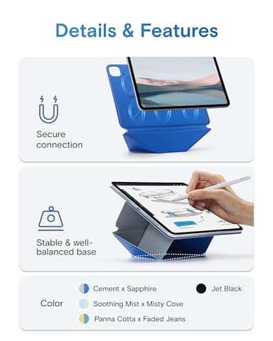 MOFT Dynamic Folio Case for iPad mini 7 A17 Pro (2024), iPad mini 6 (2021), Silm Magnetic Stand Case with 20+ Viewing Angles, Auto Wake/Sleep, Ultra Thin, Cement x Sapphire - Image 9