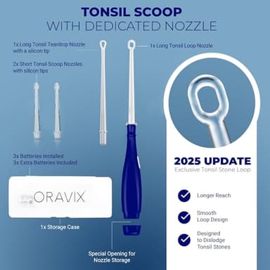 ORAVIX Tonsil Stone Remover - Tonsil Stone Removal Kit - Tonsillolith Remover Tool - Tonsil Cleaner - Fight Bad Breath - Tonsil Stone Removal Tool - Oral Irrigator - Tongue Scraper - 7 Pieces - Image 4