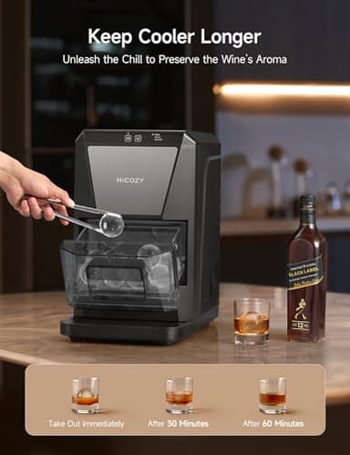 HiCOZY Clear Ice Ball Maker Countertop,Sphere Ice Maker with IcyGem Technology,2 Ice Balls in 60Mins,40 pcs/Day, Self-Cleaning Ice Machine with Ice Tong for Cocktails, Whiskey & Bourbon - Image 3