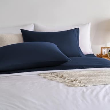 Yibeizi Navy Blue Sheet Set Twin Size, Kids Bedsheets Microfiber Deep Pocket Cute Bed Sheet & Pillowcase Sets 3 Pieces - Image 7