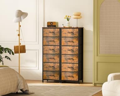 AODK Tall Dresser for Bedroom with 6 Fabric Drawers, Storage Dresser Organizer with Wood Top and Sturdy Steel Frames, Chest of Drawers for Closet, Living Room, Entryway, Hallway, Vintage - Image 5