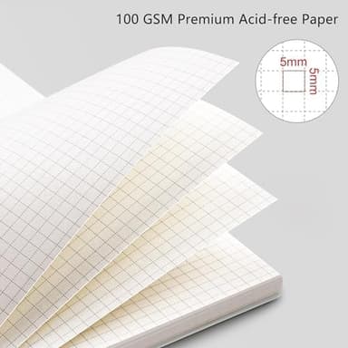 RETTACY Graph Grid Paper Notebook, 2-Pack, 160 Pages per Pack, B5 Medium Size (7.6'' × 10''), 100 GSM Thick Paper, Spiral-bound, Flexible Plastic Cover, for Students, Homework, Math, Engineering - Image 4