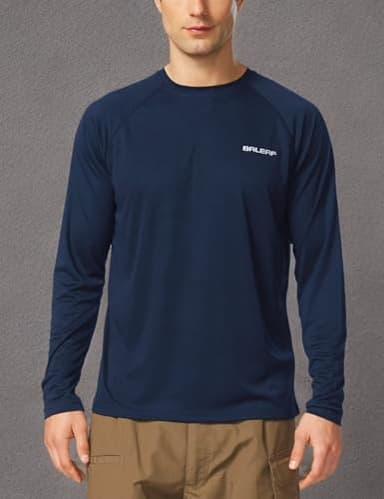 baleaf Men's Rash Guard Shirts Fishing Long Sleeve UV Sun Protection SPF T-Shirts UPF 50+ Lightweight Beach Dark Blue Size L - Image 7