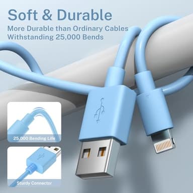 iPhone Charger, [Apple MFi Certified] 6Pack 3/3/6/6/6/10 FT Lightning Cable Car iPhone Carplay Cable Lightning to USB Charging Cord for iPhone 14 13 12 11 Pro Max XR XS X 8 7 6 Plus SE iPad - Image 4