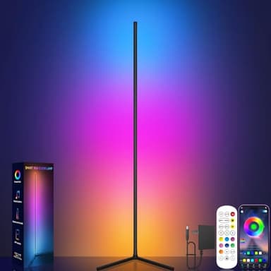 Tyute Corner Floor Lamp, RGB LED Corner Lamp with Music Sync, Smart App and Remote Control Color Changing Ambience Light, LED Lamp with 16 Million Colors for Bedroom, Living Room Gaming Room - Image 1