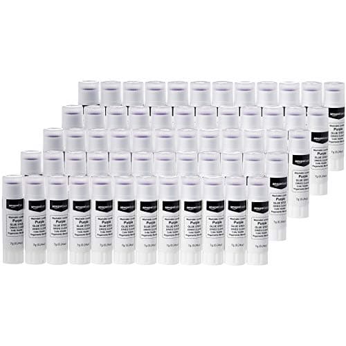 Amazon Basics Purple Washable School Glue Sticks, Dries Clear, Non-Toxic, 0.24-oz Stick, 60-Pack - Image 1