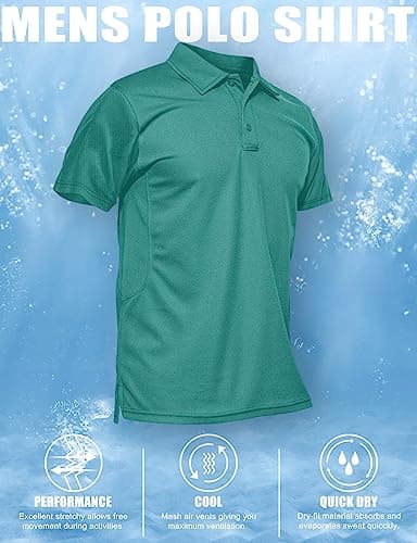 MAGCOMSEN Mens Polo T Shirts Short Sleeve Collared Work Shirt Dry Fit Tennis Top Moisture Wicking Shirt Grey Green S - Image 6
