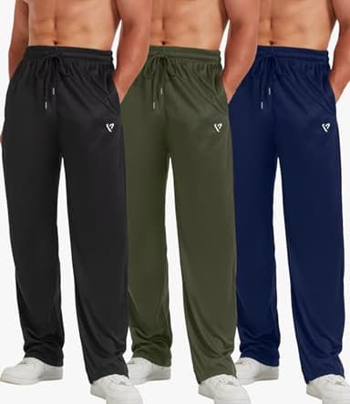 5 Pack Mens Sweatpants Open Bottom Joggers for Men with Zip Pockets Loose Fit Mesh Athletic Pants for Running,Casual(Black,Dark Gray,Light Gray,Navy,Blue,XL) - Image 3