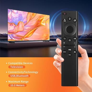 Solar Voice Remote Control for Samsung Frame Smart TVs Compatible for Samsung 2021-2025 Crystal QLED 4K 8K Smart TVs Series, 4 Shortcut Buttons, BN59-01385A Black - Image 6