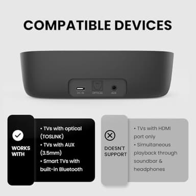 Avantree Ensemble - Wireless Headphones for TV Watching for Seniors with Clear Voice, Easy Setup & Charging Dock, 35H Play Time, Comfortable, Works with Optical, AUX & Bluetooth TVs - Image 3