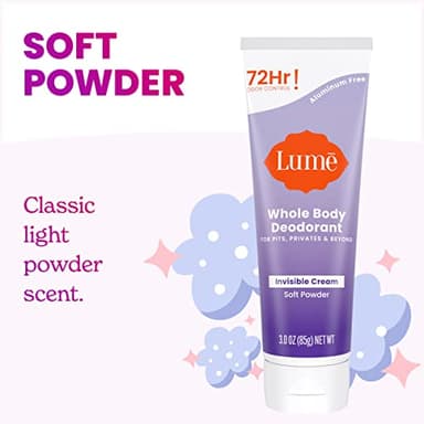 Lume Whole Body Deodorant - Invisible Cream Tube - 72 Hour Odor Control - Aluminum Free, Baking Soda Free, Skin Safe - 3.0 ounce (Soft Powder) - Image 3