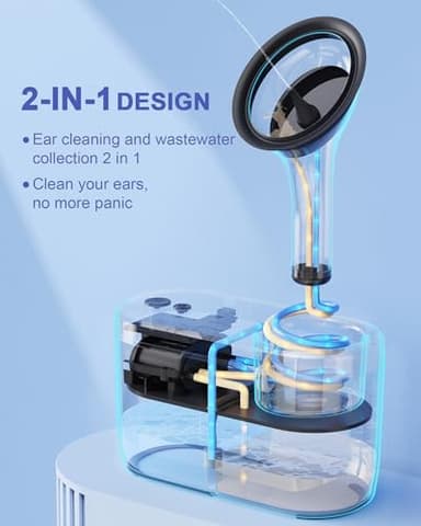 Ear Wax Removal Kit Tool Ear Cleaner Earwax Removal Kit Ear Irrigation Flushing System Ear Wax Headphones Ear Cleaning Kit with One-Piece Tank, 4 Pressure Levels HSA FSA Eligible Items List Grey - Image 3