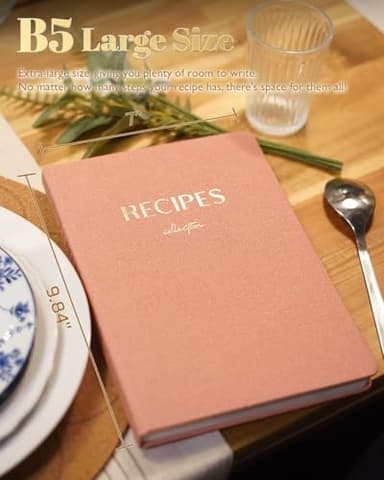 hi!SCI Blank Recipe Book to Write in Your Own Recipes, Large Recipe Notebook with 192 Pages, 7" x 10" Hardcover Recipe Journal for Family Cooking Lover (Coral Pink) - Image 7
