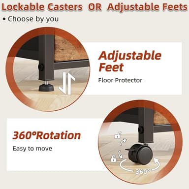 GYIIYUO 2 Drawer File Cabinet with 24'' Extended Desktop, Mobile Filing Cabinet, Rolling File Cabinet with Side Bag, Fabric Drawer, Fits A4/Letter Size, Printer Stand Home Office, Light Brown - Image 7