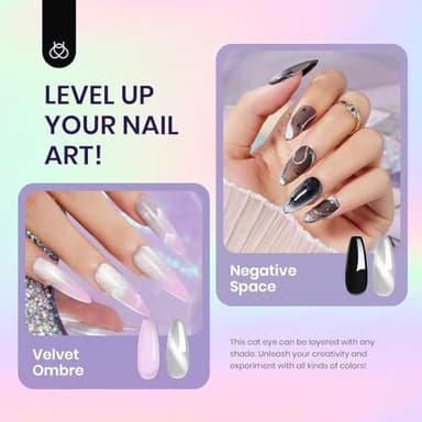 Beetles Silver Cat Eye Gel Nail Polish - Star Cascade Glitter Cat Eye Gel Polish, Wedding Beauty Color with Magnet Soak Off UV Velvet Nail Polish Salon DIY Manicure Gift for Women 15ML - Image 3