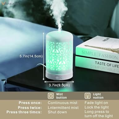 Essential Oil Diffusers Aromatherapy White Humidifier Desk 100ml Diffuser Small Ultrasonic Machine Waterless Auto-Off - Image 5