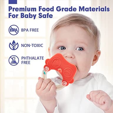 hahaland Baby Toys 0-6 Months - Baby Rattles Teething Toys 3-6 Month, Infant Toys 6-12 Months, Teether Grasping Shaker Toy 3 4 5 6 Month Old Must Haves Neutral Gifts Christmas Baby Stocking Stuffers - Image 3